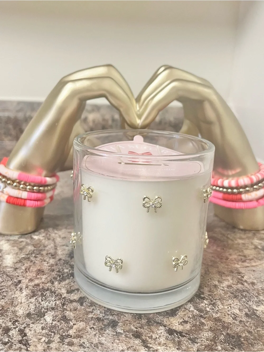 Decorative White Vanilla Sugar Accent Bow Candle - 12 Oz.